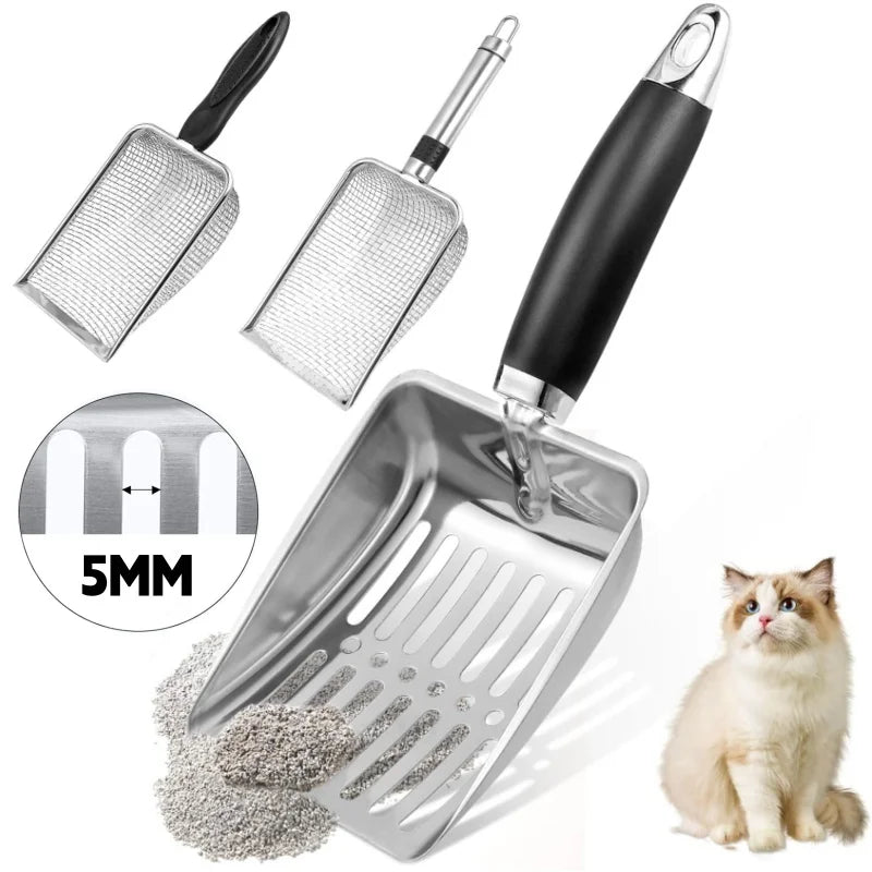 Pala de acero inoxidable para arena de gato con mango de gomaAccesoriosAnimals & Pet Supplies > Pet Supplies > Pet Waste Disposal Systems & Tools