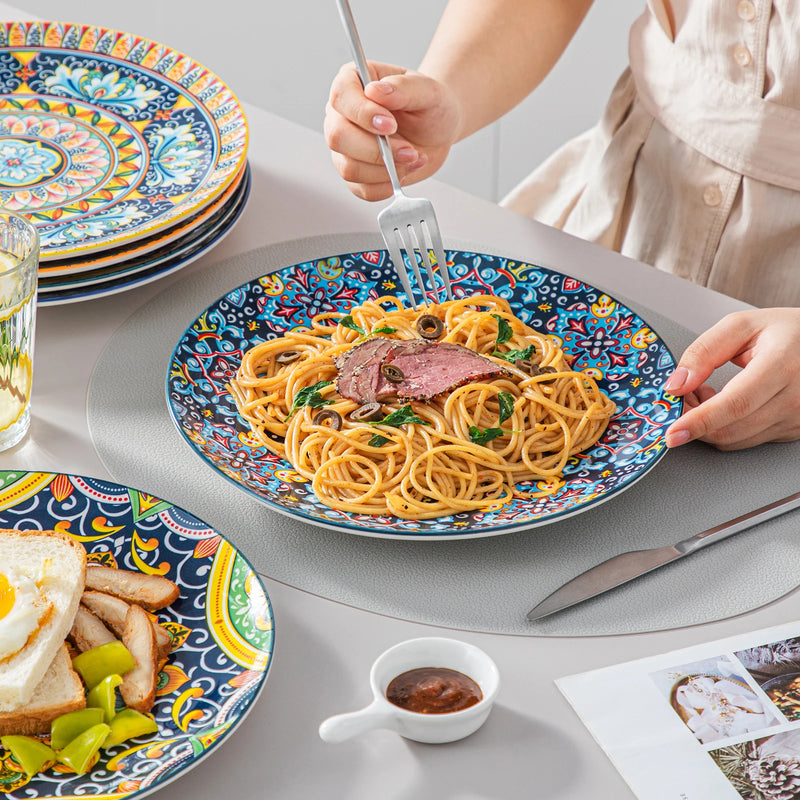 Vajilla boho de gres 24/48 piezas | platos (llano/postre) + cuenco cereales + cuenco pastaVajillas completasHome & Garden > Kitchen & Dining > Tableware > Dinnerware > Dinnerware Sets