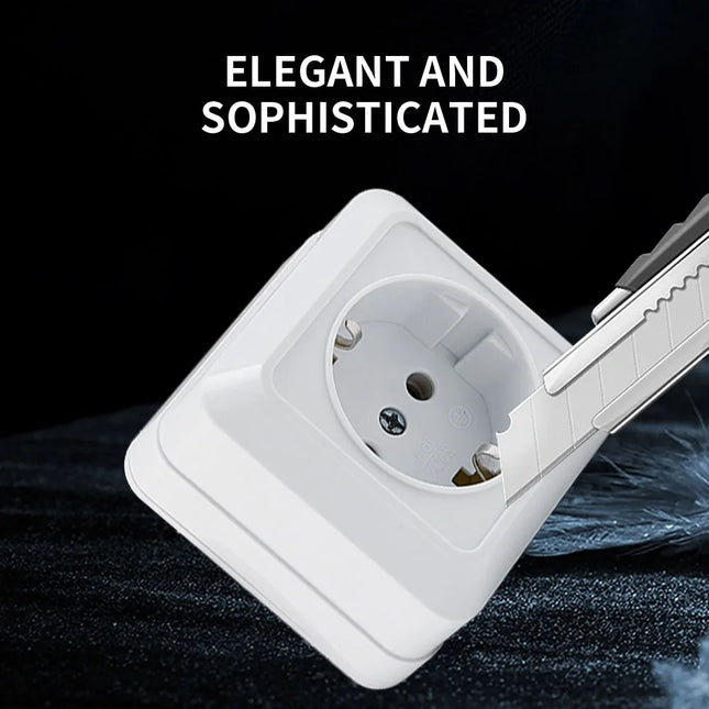 Enchufe de superficie blanco con toma de tierra | Estándar UE 64×64 mm | Plástico Ignífugo + LatónEnchufesHardware > Power & Electrical Supplies > Power Outlets & Sockets > Wall Outlets