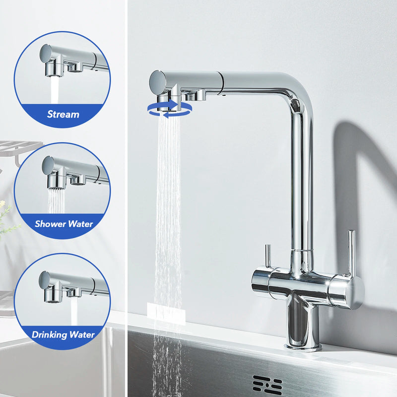 Grifo de cocina de filtración con mezcla de agua caliente y fríaGrifosHardware > Plumbing > Plumbing Fixtures > Faucets > Kitchen Sink Faucets