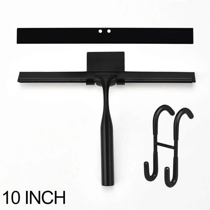 Escobilla de goma negra de 10", 12" o 14" | Raspador de ducha y ventanas de silicona con soportes y recambio, mango de acero inoxidableEscobillasHome & Garden > Household Supplies > Household Cleaning Supplies > Scrub Brushes