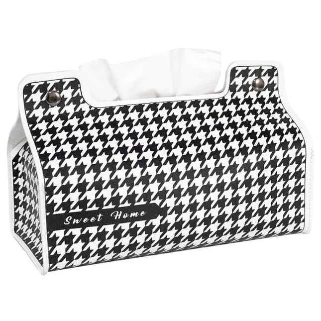 Faux leather tissue box with prints