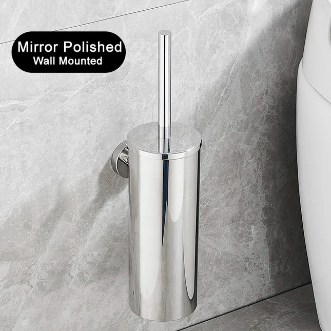 Escobillero de baño de acero inoxidable | mural o de suelo, mango largo y vaso cerrado (FR07)EscobillasHome & Garden > Bathroom Accessories > Toilet Brushes & Holders > Toilet Brushes