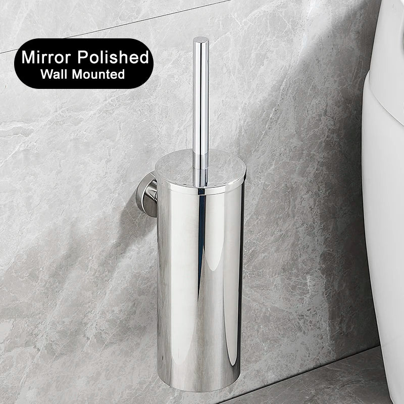 Escobillero de baño de acero inoxidable | mural o de suelo, mango largo y vaso cerrado (FR07)EscobillasHome & Garden > Bathroom Accessories > Toilet Brushes & Holders > Toilet Brushes