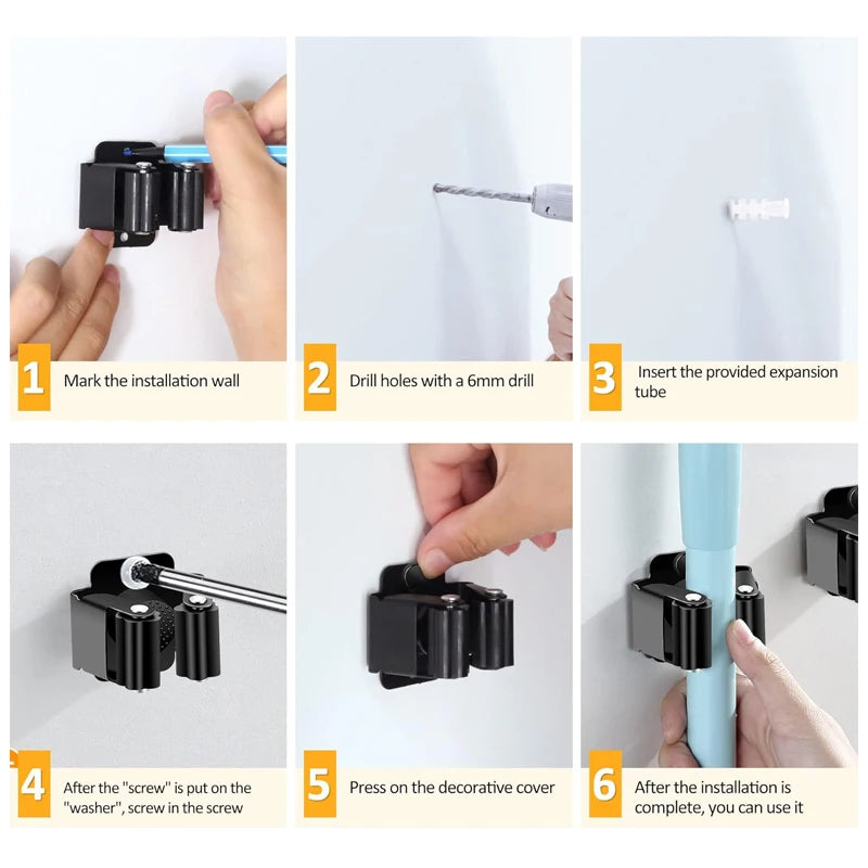 Gancho porta escobas adhesivo de acero inoxidable · Organizador de paredColgadoresHome & Garden > Bathroom Accessories > Robe Hooks