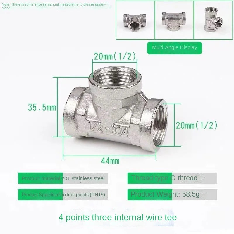 Codo en T de acero inoxidable DN20 a DN15 · Conector reductor para tuberías de agua a alta presiónAdaptadoresHardware > Plumbing > Plumbing Fittings & Supports > Pipe Adapters & Bushings > Adapters