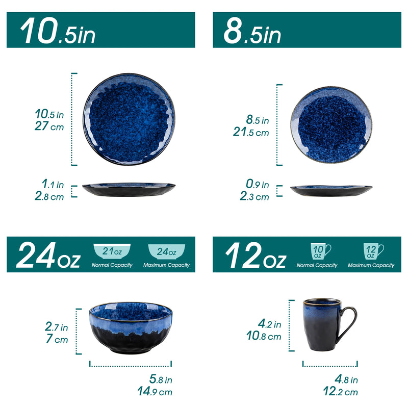 Juego de vajilla 16/32/48 piezas azul estrellado de gres con platos, cuencos y tazasVajillas completasHome & Garden > Kitchen & Dining > Tableware > Dinnerware > Dinnerware Sets