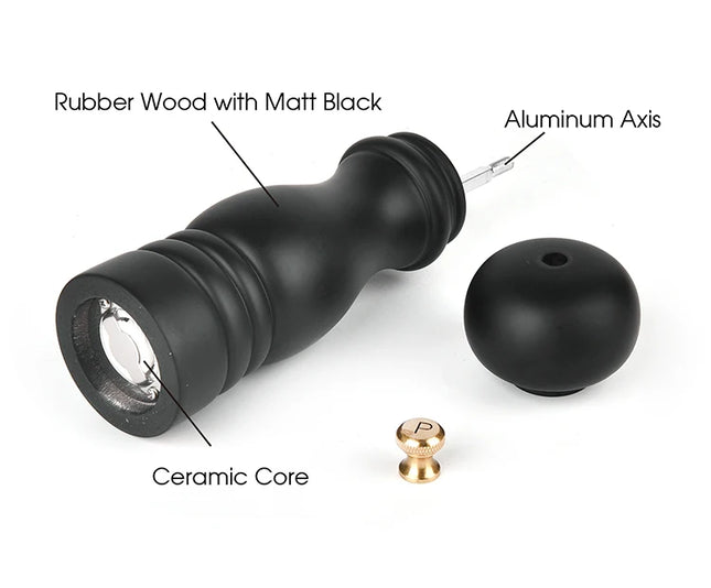Ensemble de moulins à sel et à poivre en bois 2 pièces avec rotor en céramique réglable