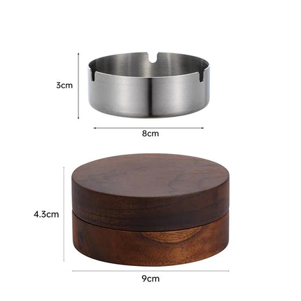 Wooden ashtray with lid