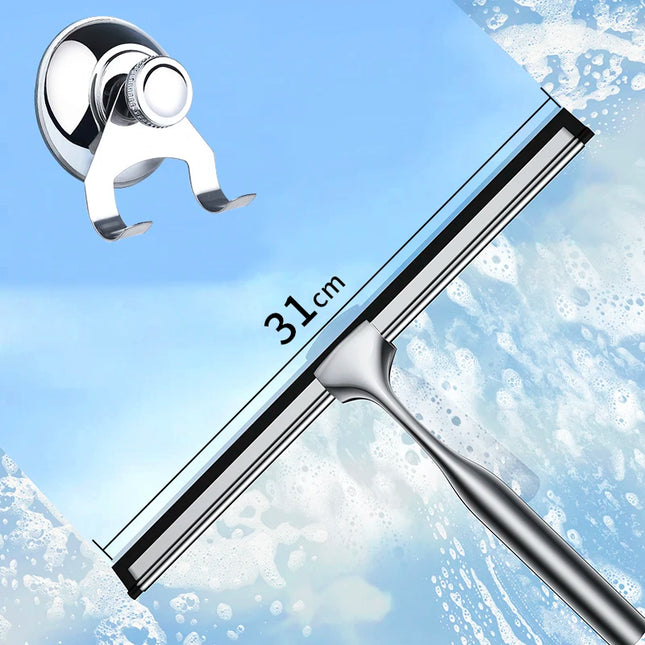 Escobilla de goma de ducha 14’’ con gancho de ventosa | Mango de acero inoxidable y hoja de siliconaEscobillasHome & Garden > Household Supplies > Household Cleaning Supplies > Scrub Brushes