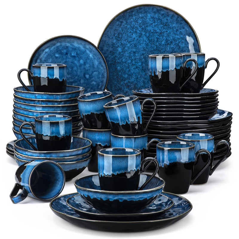 Juego de vajilla 16/32/48 piezas azul estrellado de gres con platos, cuencos y tazasVajillas completasHome & Garden > Kitchen & Dining > Tableware > Dinnerware > Dinnerware Sets