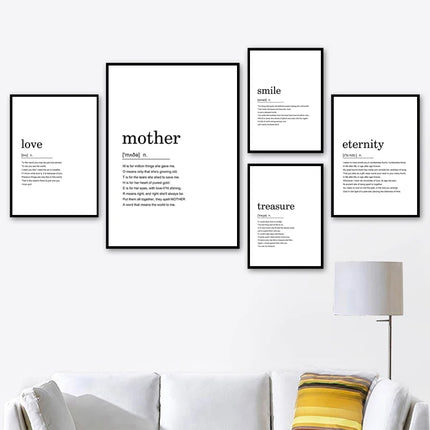 Modern posters with word definitions