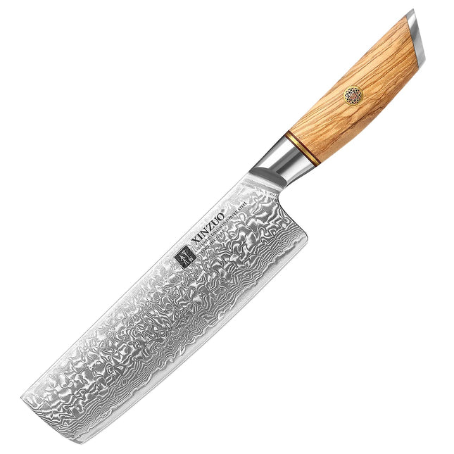 Cuchillo Nakiri de 7 pulgadas | Acero Damasco 73 capas, 62-64 HRC y mango de madera de olivaCuchillosHome & Garden > Kitchen & Dining > Kitchen Tools & Utensils > Kitchen Knives