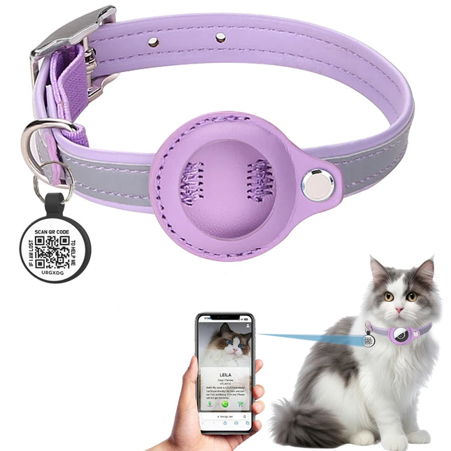 Collier pour chat avec support GPS et étiquette QR