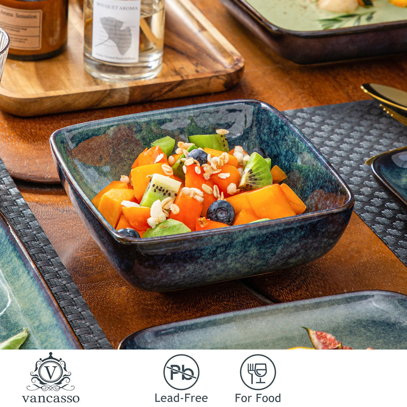 Vajilla Stern cuadrada 16 piezas | porcelana alta densidad con esmalte reactivo azul/verdeVajillas completasHome & Garden > Kitchen & Dining > Tableware > Dinnerware > Dinnerware Sets