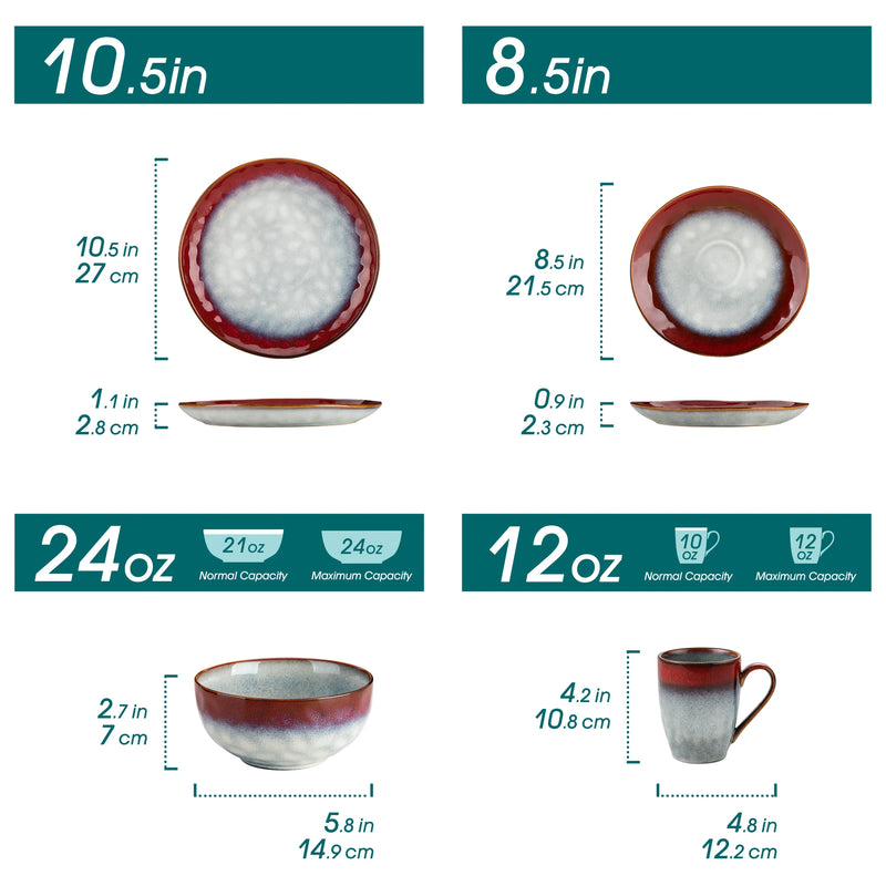 Vajilla Vancasso “Starry” 16/32/48 piezas | gres con esmalte reactivo rojo/verde (kiln change)Vajillas completasHome & Garden > Kitchen & Dining > Tableware > Dinnerware > Dinnerware Sets