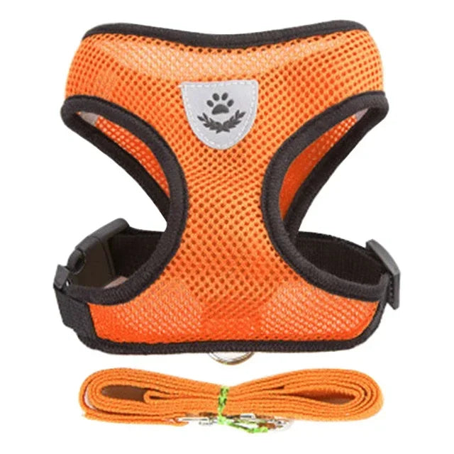 Adjustable mesh pet harness leash