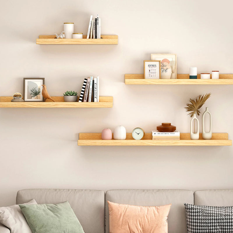 Estante rectangular de madera para colgar sin perforaciónEstantes