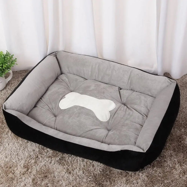 Cama de invierno con cojín y manta para perros