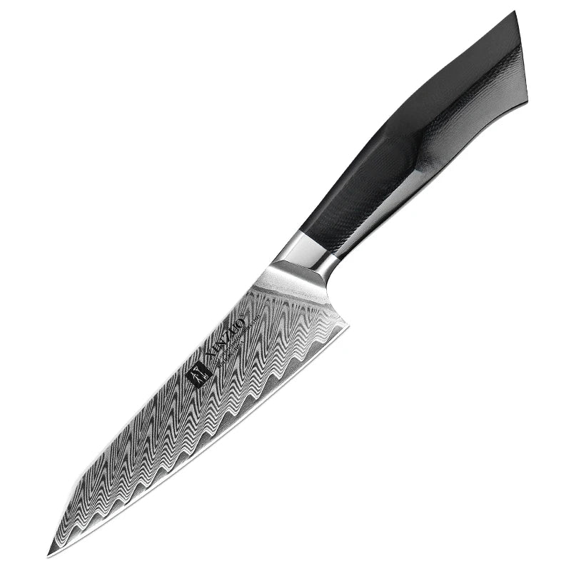 Cuchillo utilitario 5" acero damasco VG10 67 capas mango G10 negro con remache de latónCuchillosHome & Garden > Kitchen & Dining > Kitchen Tools & Utensils > Kitchen Knives