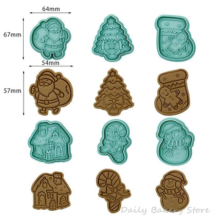 6pcs Christmas Cookie Stamping Mold