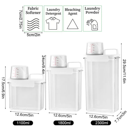Dispensador hermético de detergente para ropa 3 tamaños