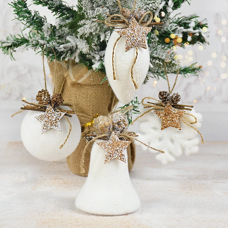 White Christmas balls with shapes 1/2 pcs