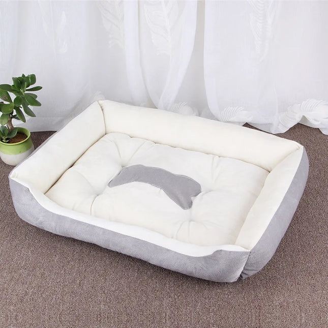 Cama de invierno con cojín y manta para perros