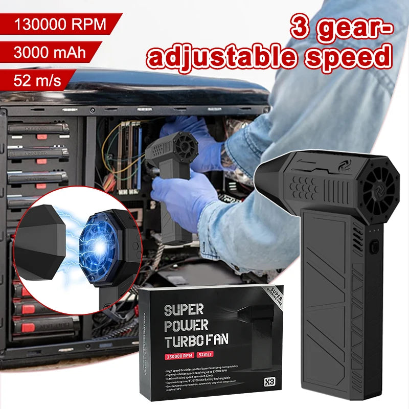 Soplador de aire eléctrico portátil · 130.000 RPM · 3 velocidades · Batería recargable USB-C para limpieza y secadoSopladoresElectronics > Electronics Accessories > Electronics Cleaners
