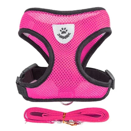 Adjustable mesh pet harness leash