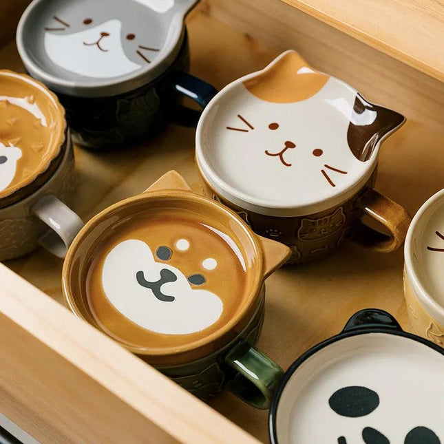 Tasse à café en céramique avec dessins d'animaux