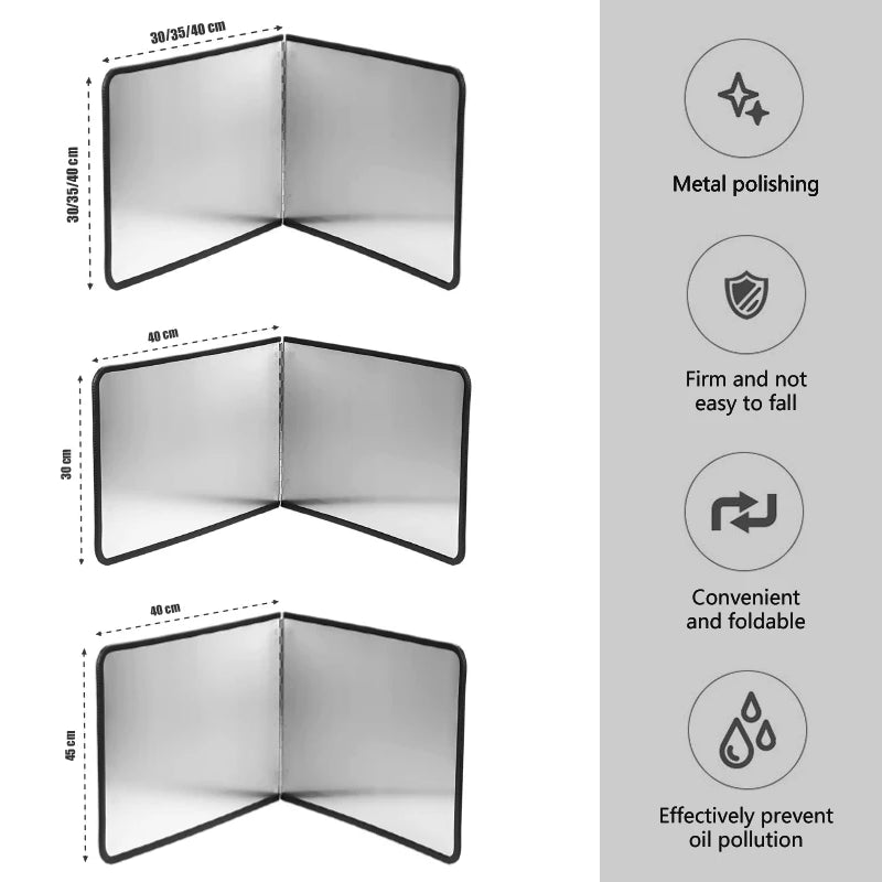 Tablero antisalpicaduras de aceite de acero inoxidable plegable para cocinaAccesoriosUncategorized