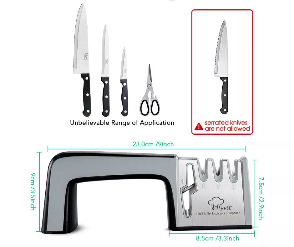 Afilador de cuchillos universal 4 en 1