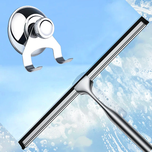 Escobilla de goma de ducha 14’’ con gancho de ventosa | Mango de acero inoxidable y hoja de siliconaEscobillasHome & Garden > Household Supplies > Household Cleaning Supplies > Scrub Brushes