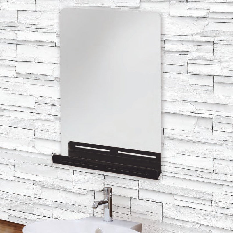 Espejo rectangular con repisa negra para baño 60x80 cm | 3_BP