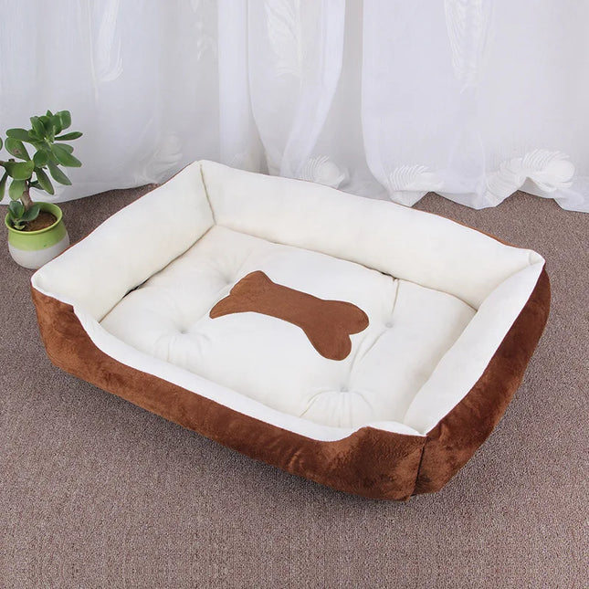 Cama de invierno con cojín y manta para perros