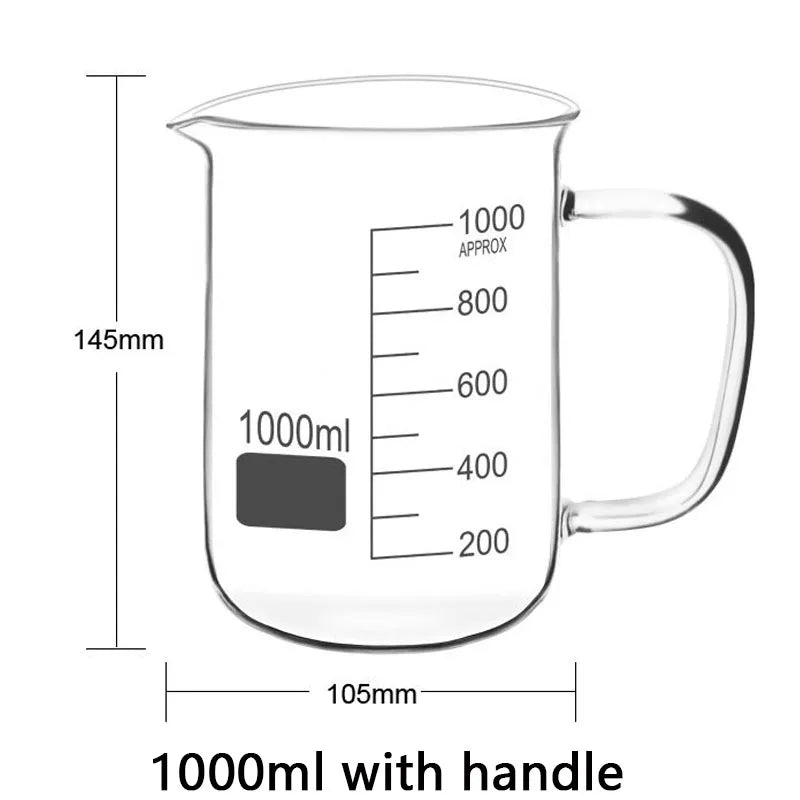 Taza medidora de vidrio borosilicato con asa – 50 ml a 1000 ml | Graduada, resistente al calorTazas medidorasHome & Garden > Kitchen & Dining > Kitchen Tools & Utensils > Measuring Cups & Spoons > Measuring Cups