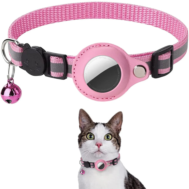 Collar con soporte para gps y tiras reflectantes desmontables para gatos