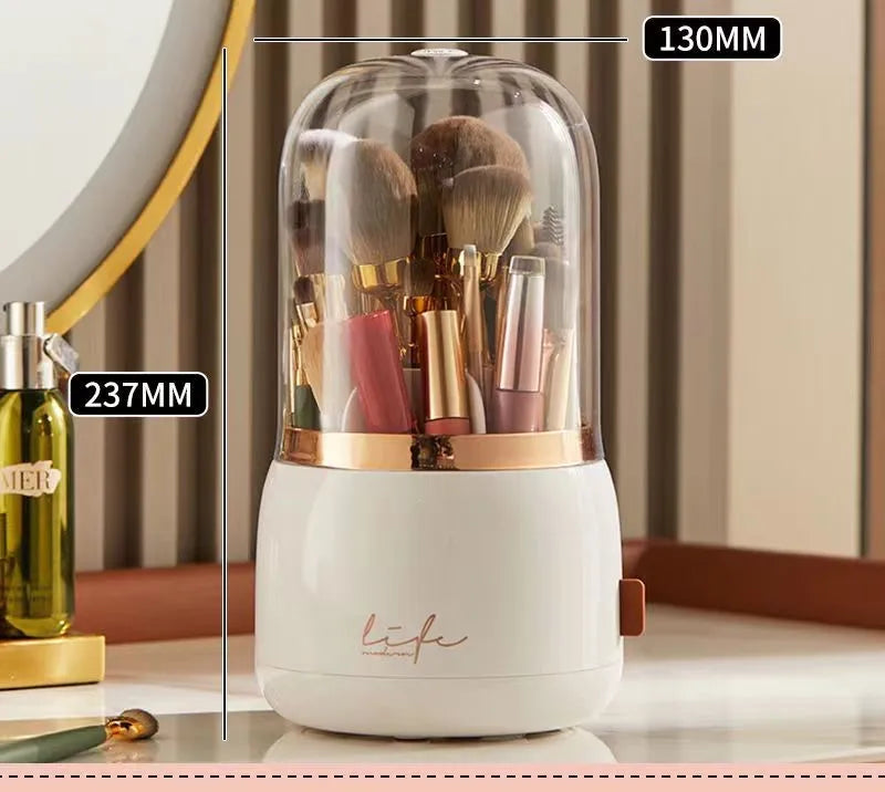 Soporte giratorio de 360° para brochas de maquillaje con tapaSoportes para brochas