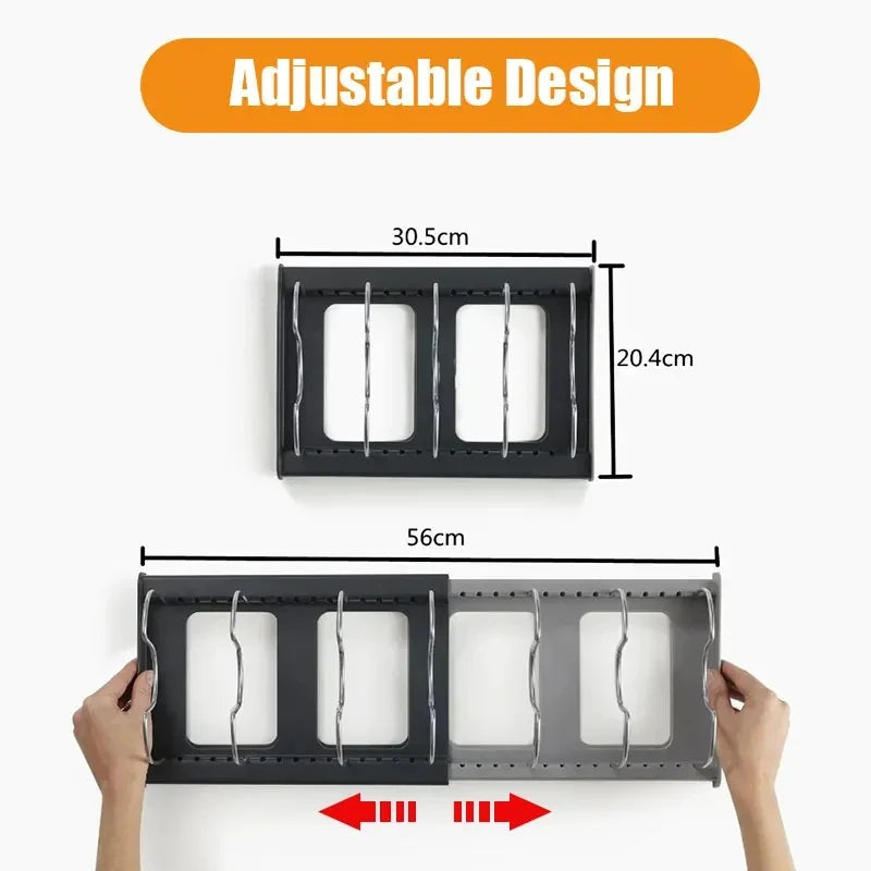 Estante organizador extensible para tapas, ollas y sartenes | Acero inoxidable, 30,5–56 cm, 7 divisoresOrganizadoresHome & Garden > Kitchen & Dining > Kitchen Tools & Utensils > Kitchen Organizers > Pot Racks