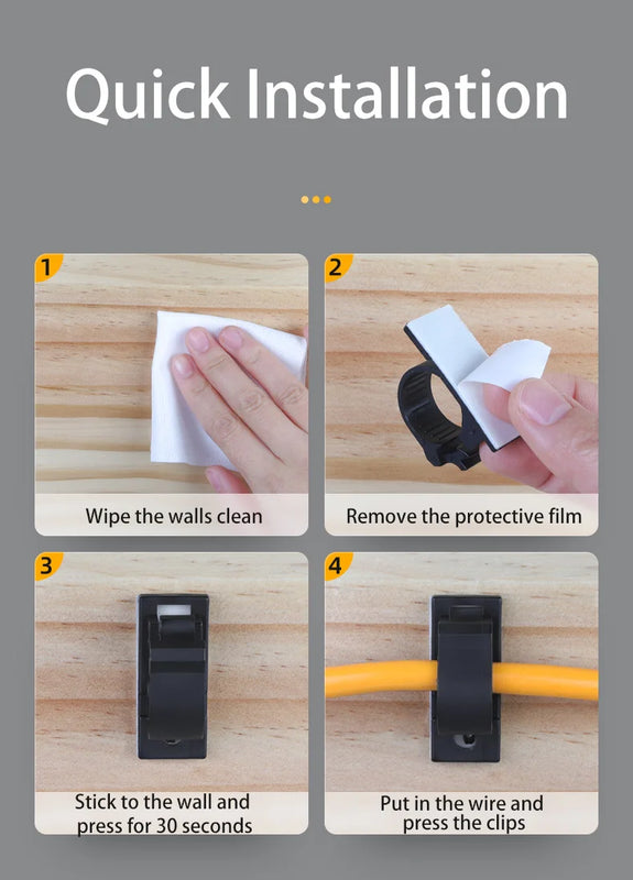 Organizador de cables autoadhesivo negro pack 20 unidadesBridasElectronics > Electronics Accessories > Cable Management > Cable Clips