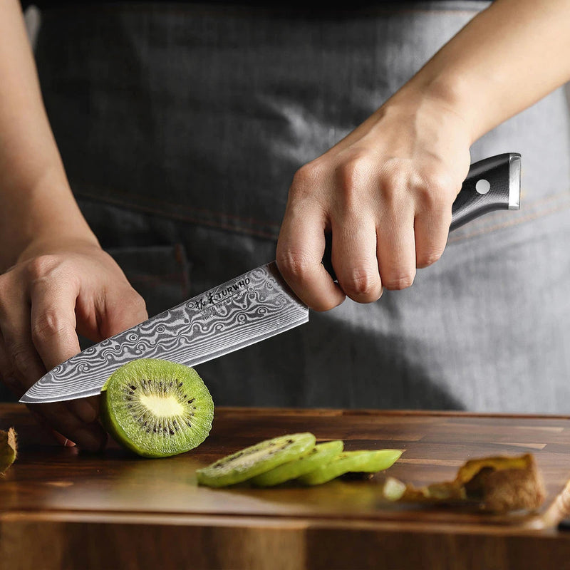Cuchillo utilitario de 5 pulgadas de acero Damasco VG10 con mango G10CuchillosHome & Garden > Kitchen & Dining > Kitchen Tools & Utensils > Kitchen Knives