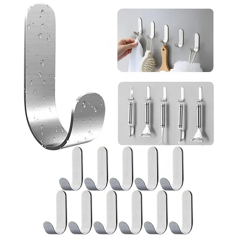 Colgadores de pared tipo J en acero inoxidable, adhesivos y resistentesColgadoresHome & Garden > Bathroom Accessories > Robe Hooks