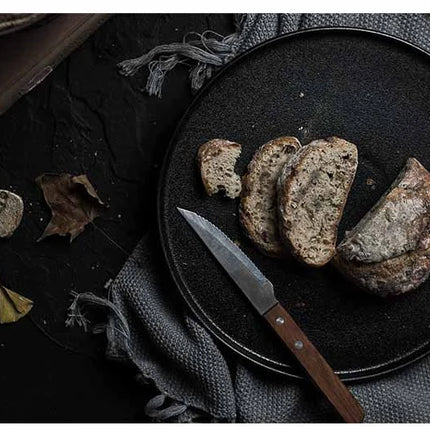 Plato de cena de cerámica negra de estilo japonés