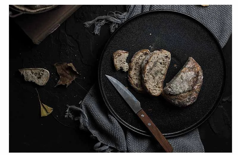 Plato de cena de cerámica negra de estilo japonés