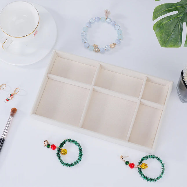 Plateau de rangement pour bijoux beige