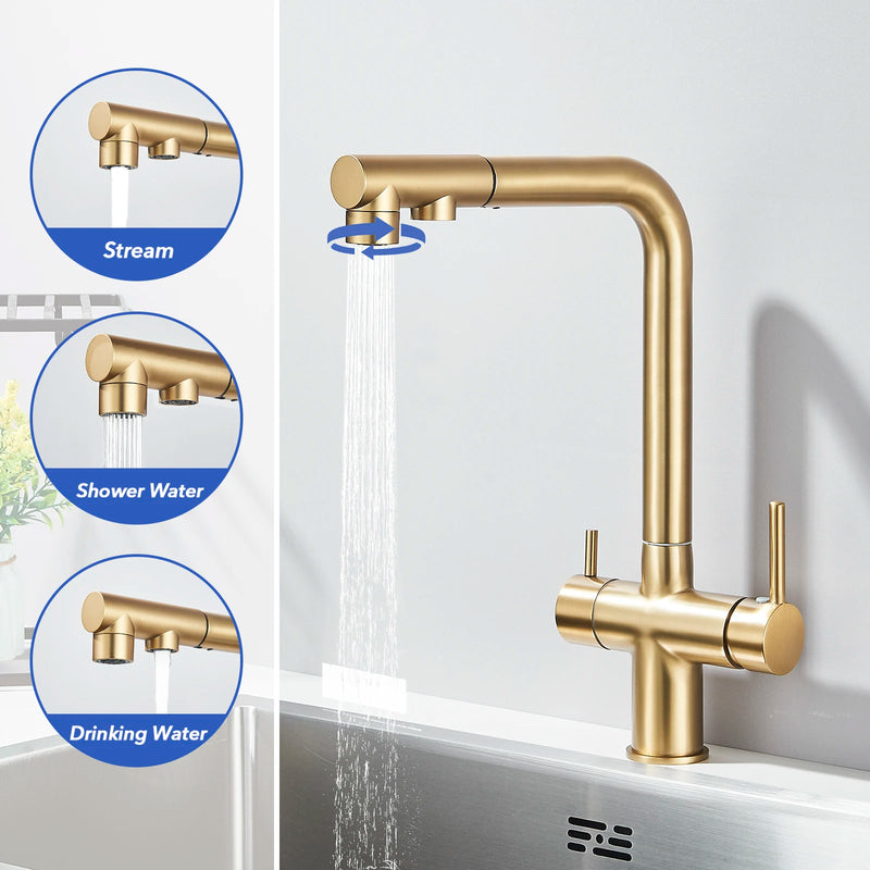 Grifo de cocina de filtración con mezcla de agua caliente y fríaGrifosHardware > Plumbing > Plumbing Fixtures > Faucets > Kitchen Sink Faucets