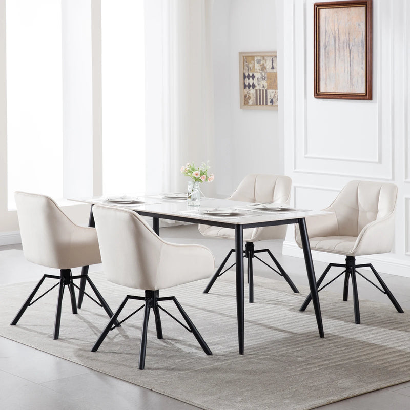 Set de 2 sillas giratorias de terciopelo con reposabrazos para comedorFurniture > Chairs > Kitchen & Dining Room Chairs