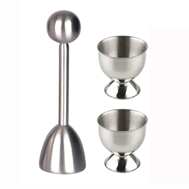 Cortador de cáscara y soporte para huevo en acero inoxidableCortadoresHome & Garden > Kitchen & Dining > Tableware > Serveware > Egg Cups