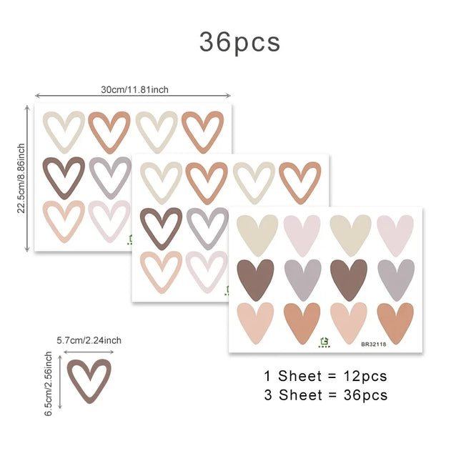 Colorful Hearts Wall Stickers